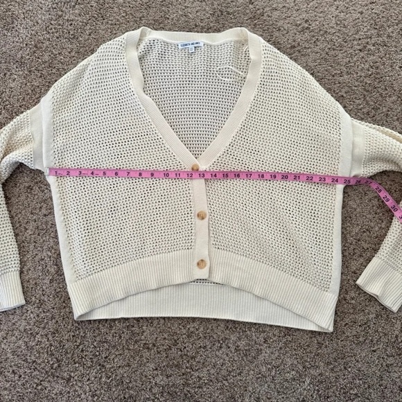 Elizabeth & James Open Knit Cardigan in Neutral Cream Beige Button Up 
Size XXL - Picture 8 of 12